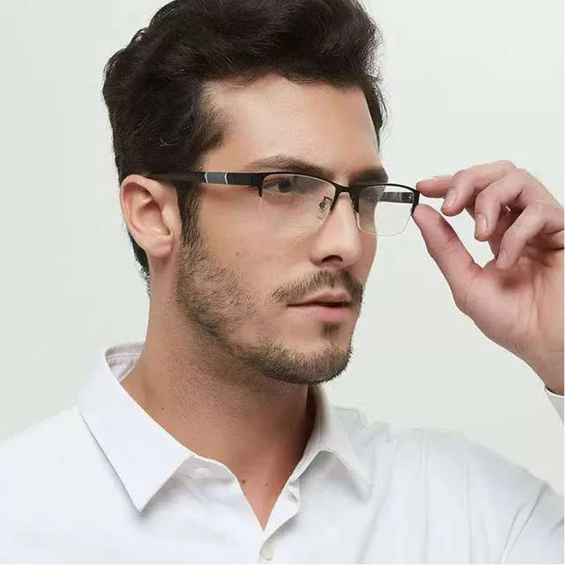 3PCS Blaulicht-blockierende Lesebrille für Herren, Halbrahmen-Brille, Business-Brille für Herren, für alte Menschen, Brille mit Grad +100 – Detail 2