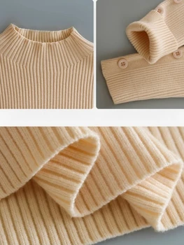 سترة نسائية موضة خريف وشتاء لعام 2025 سترة نسائية ضيقة ومطاطة محبوكة بأكمام طويلة وأزرار متماسكة 6