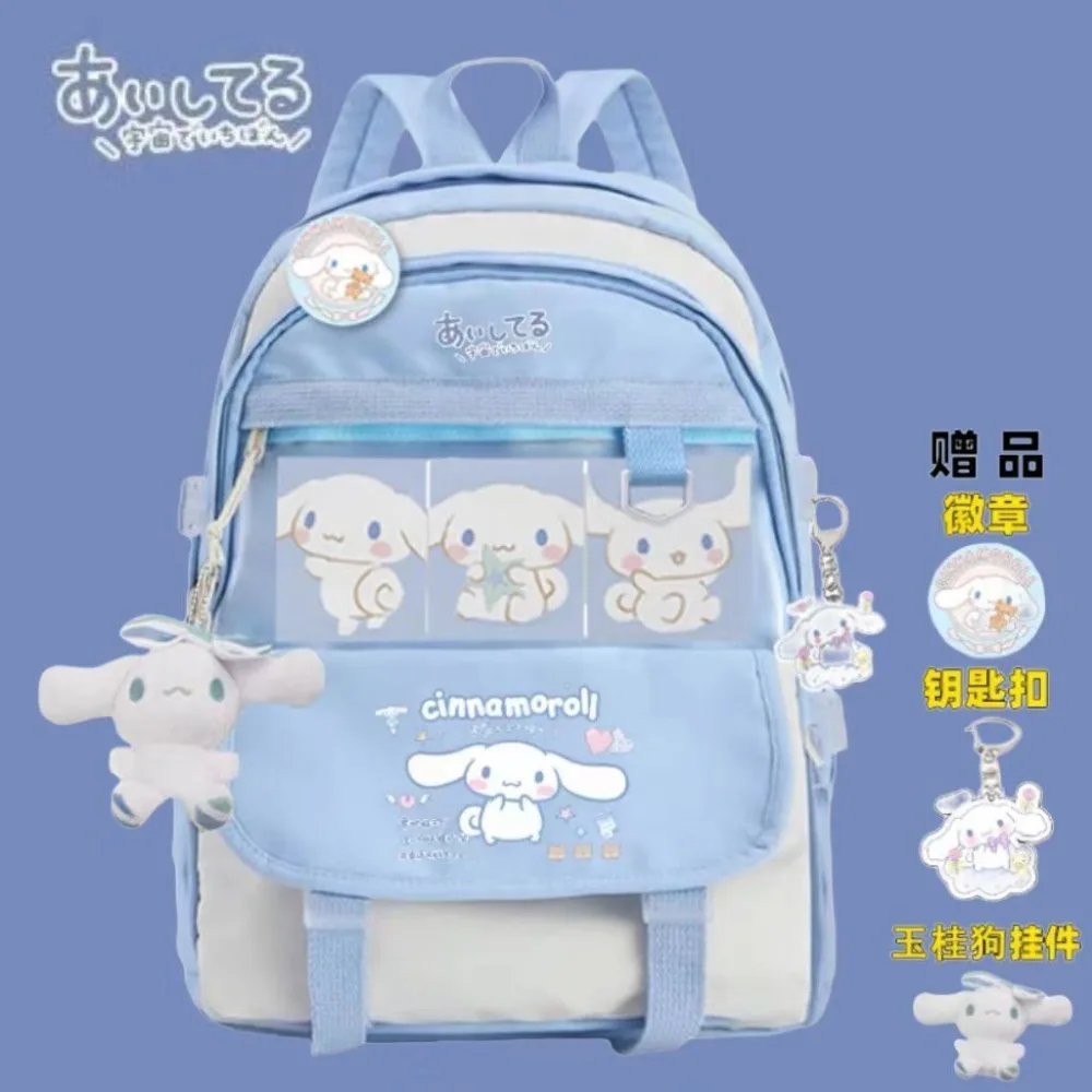 

Anime Sanrio Plush Toy Cinnamoroll Backpack Children Girls Boys Blue Schoolbag Kawaii Student School Big Schoolbag Computer Gift