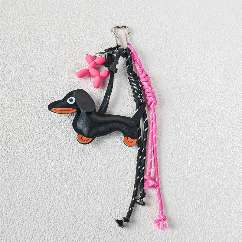 Sausage Dog Bag Charm Keychain Mobile Phone Pendant,Handbag Hanging Ornament Personalized Woven Keyring Accessories