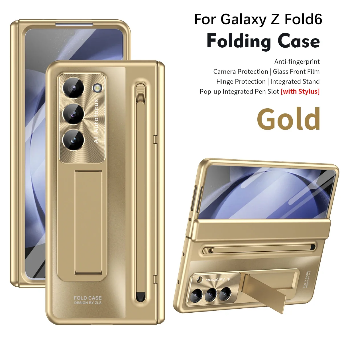 360 Full Protection Hinge Case For Samsung Galaxy Z Fold 6 5 4 3 Original With Touch Pen Folding Cover Tempered Glass Film Stand