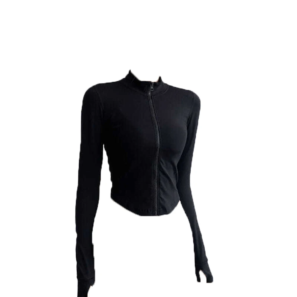pgm Sports Coat Women Slim Fitting Fast Drying Clothes Yoga Jacket Long Sleeve Running Pratiyog Zipper Workout Running Crop Tops