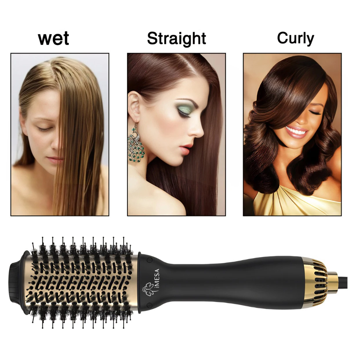 4 In 1 Hot Air Brush Styling Comb One-Step Heating Comb Hair Straightening Brush for Straight Curly Professional Hair Dryers 4