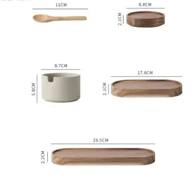 European Kitchen Spice Pepper Storage Bottle Round Ceramic Seasoning Jar with Wooden Lid Salt Tools Porcelain