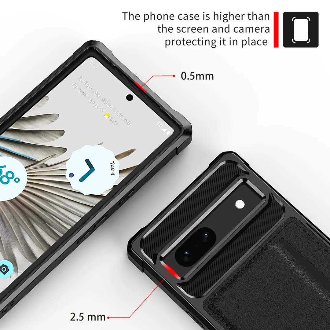 Leder-Brieftaschenhülle für Google Pixel 9 XL Pro 8A 8 7A 7 Pro 5G-Abdeckung Stoßfestes Luftkissen Magnetisch für Autohalterung Softshell_voghion.com