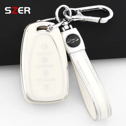 Premium TPU Car Key Case Cover with Keychain (4 BTN White Set 2)