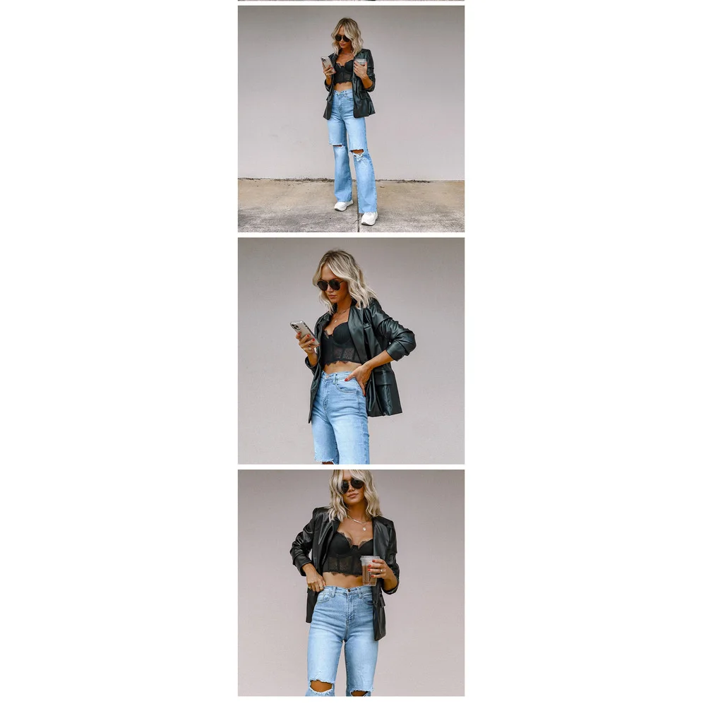 Women's Jeans With Distressed Ripped Details And Raw Hem Denim_voghion.com