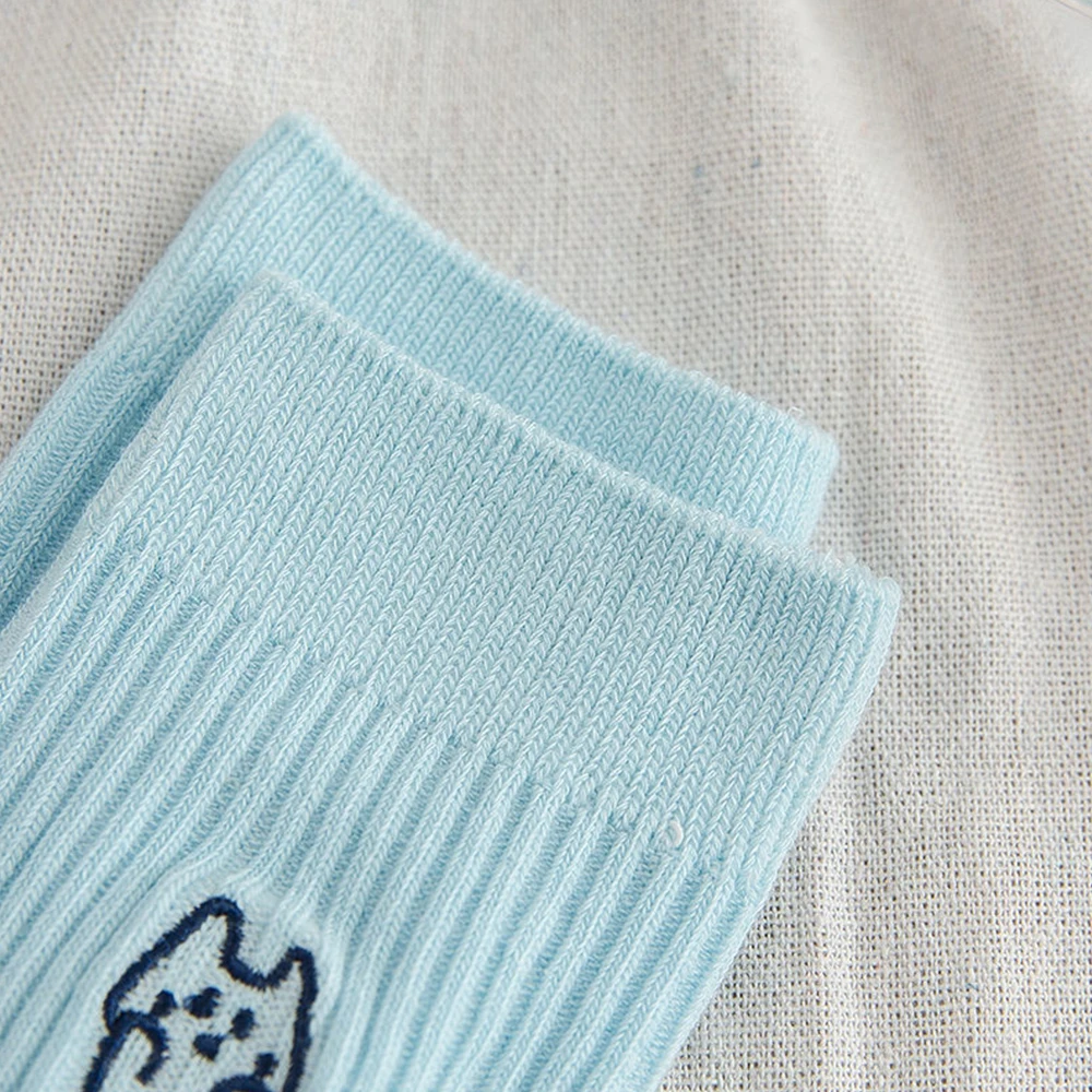 Socks Women Cute Cartoon Girl 2 Pairs Pure Color Sports Socks Cotton Middle Tube Breathable Sock Wild Ins Comfortable Home Socks