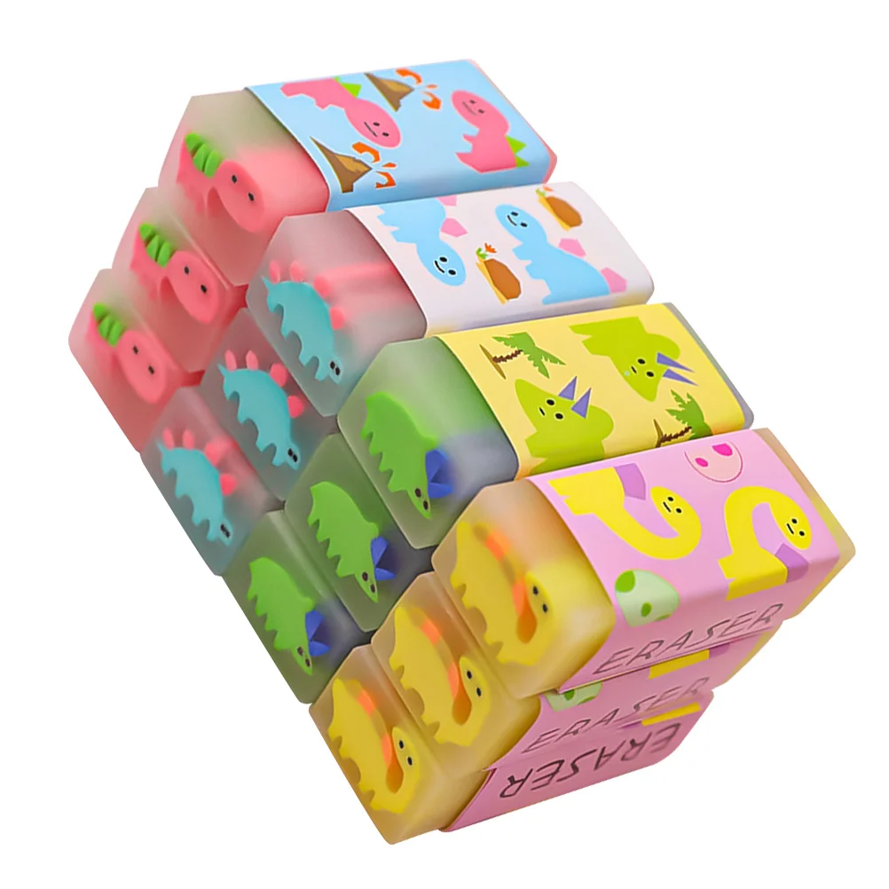 

12 Pcs Eraser Kids Pencil Erasers Dinosaurs Pattern Adorable Mini Kawaii for Bulk Cartoon Learning Supplies PVC Small