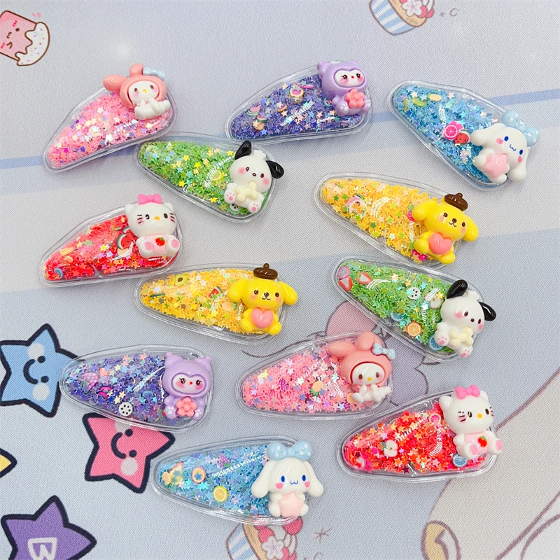 

Sanrio Pochacco Hello Kitty Anime Flow Sofa BB Clip Cinnamoroll Girls Water Drop Hairpin Fashion Hair Accessories Kawaii Gifts
