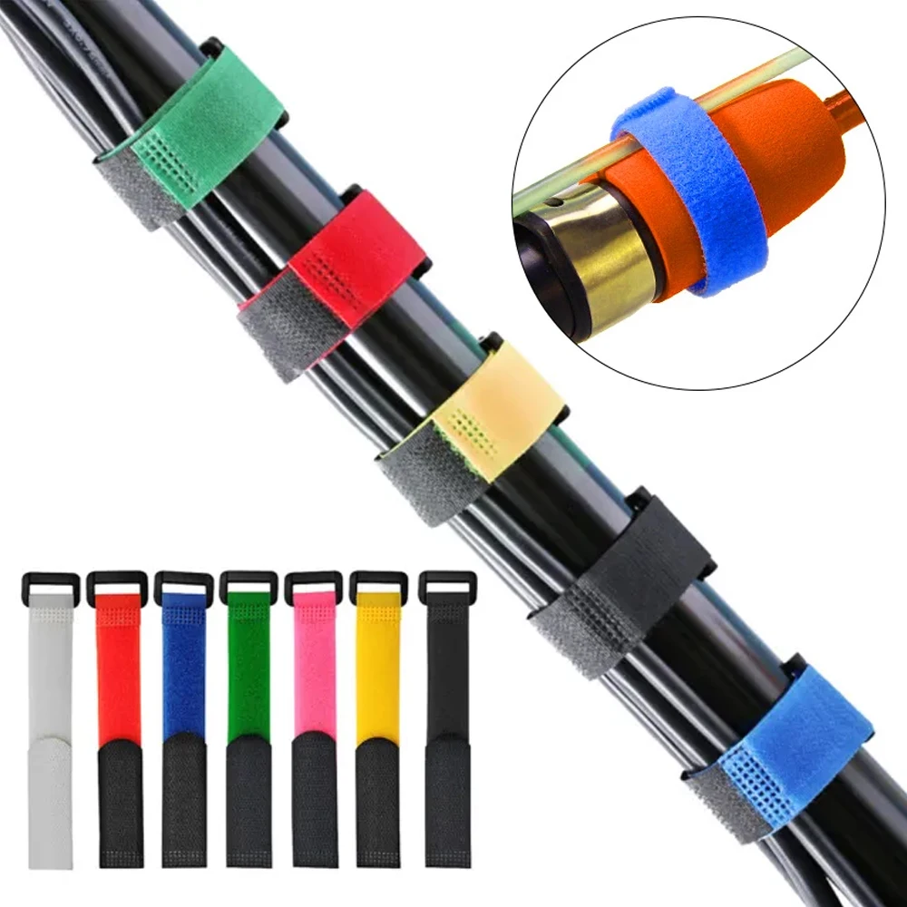 1/3/5m Fishing Rod Tie Holder Straps Clasps Hook Loop Fasteners Fishing