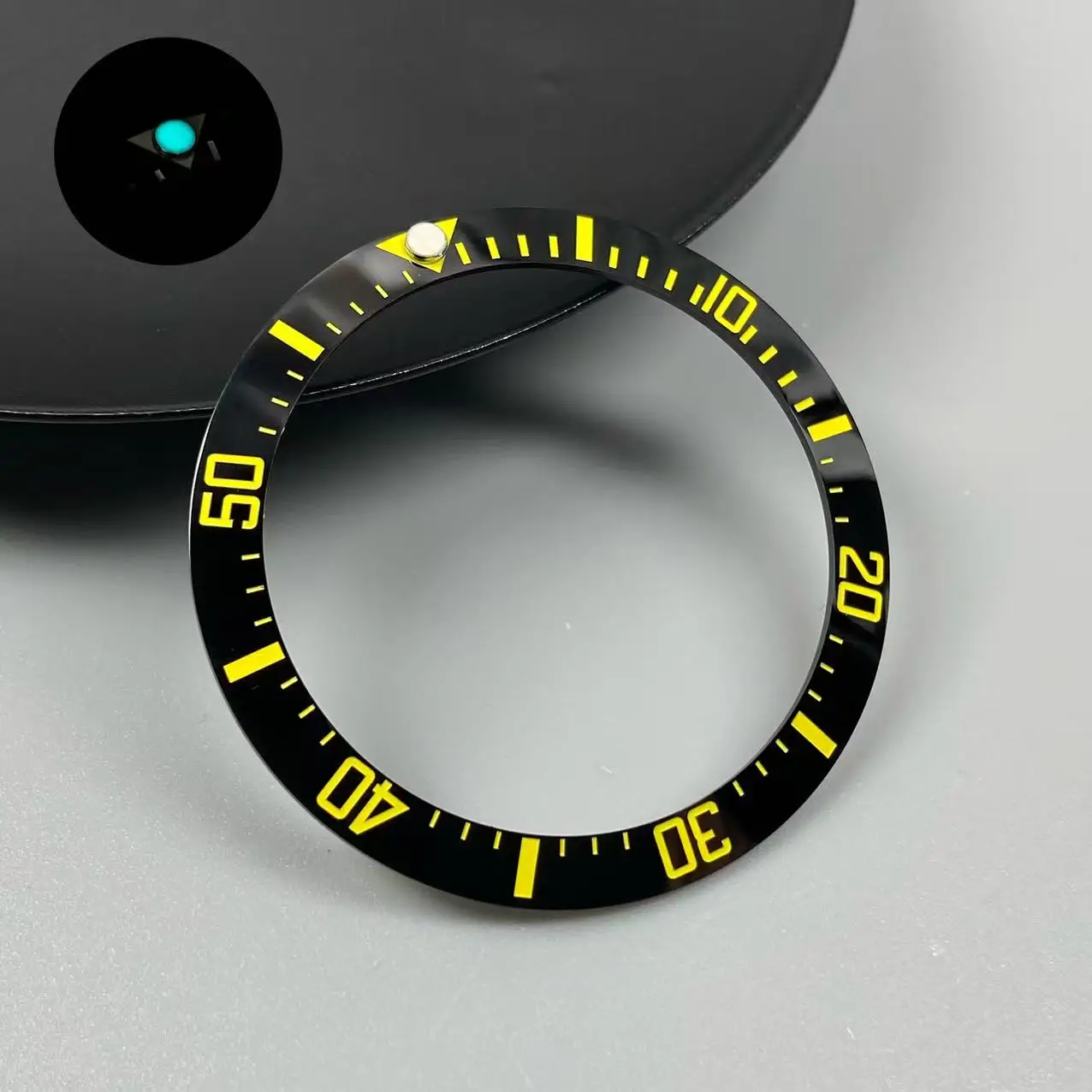 Blue/Green Luminous 38mm Tilted Ceramic Bezel Insert Ring
