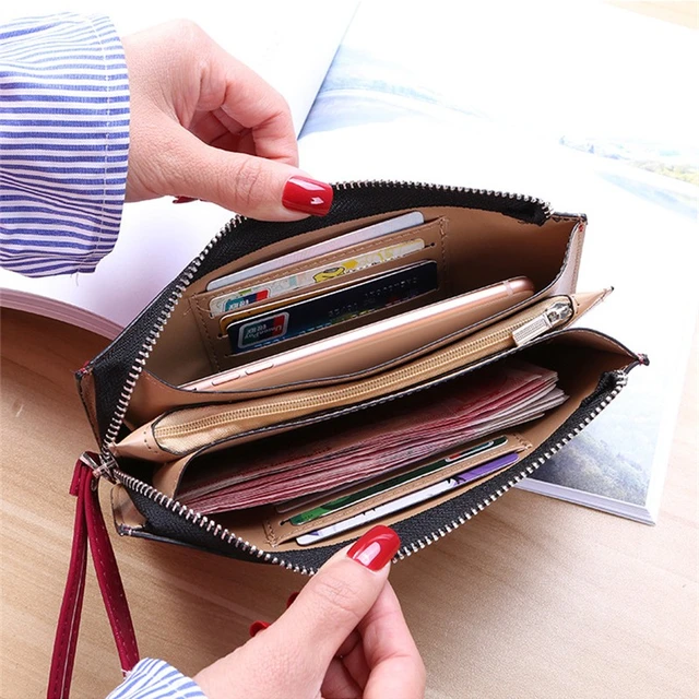 Women Wallet Long Female Clutch Zipper Wallets Big  Women Wristband Long  Wallet - Wallets - Aliexpress