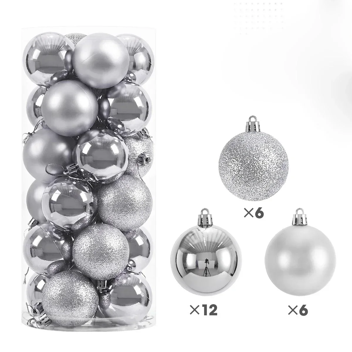 thumbnail image 1 of 24 bolas navideñas de 6 cm para colgar en el árbol de Navidad, para decoración de fiestas en el hogar, Año Nuevo 2025, 1 of 5