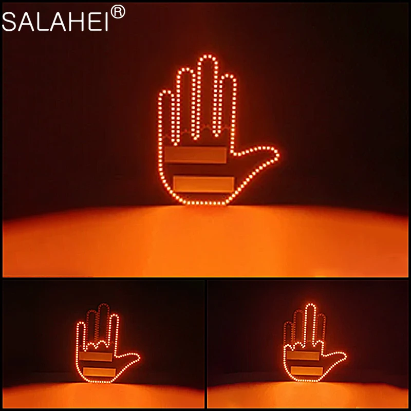 

Car LED Illuminated Men Gesture Light Hand Finger Lamp With Remote Control Exterior Road Rage Signs Funny Decoration Accessories