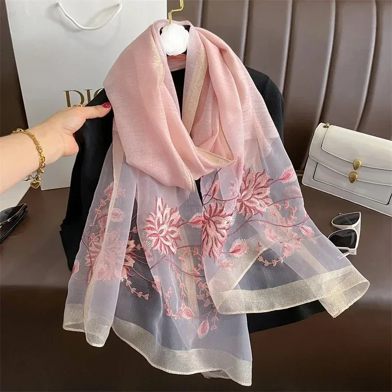 

180*57CM Silk Scarf Women Large Shawls Stoles Tree Print Square Scarves Echarpes Foulards Femme Wrap Bandanas 2024 N38