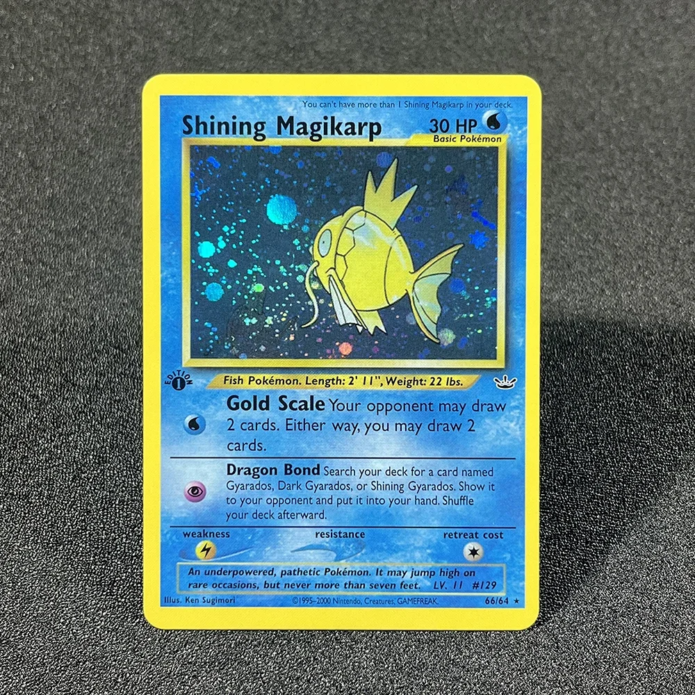 thumbnail image 1 of Pokémon Holographic Cards Neo Revelation Shining Magikarp Lugia Ho-oh Gyarados Entei Foil Customized Cards Collection PTCG PROXY, 1 of 4