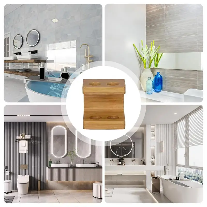 Toothbrush Storage Rack Waterproof Wooden Toothbrush Holder Multipurpose Rack Space Saving Holder For