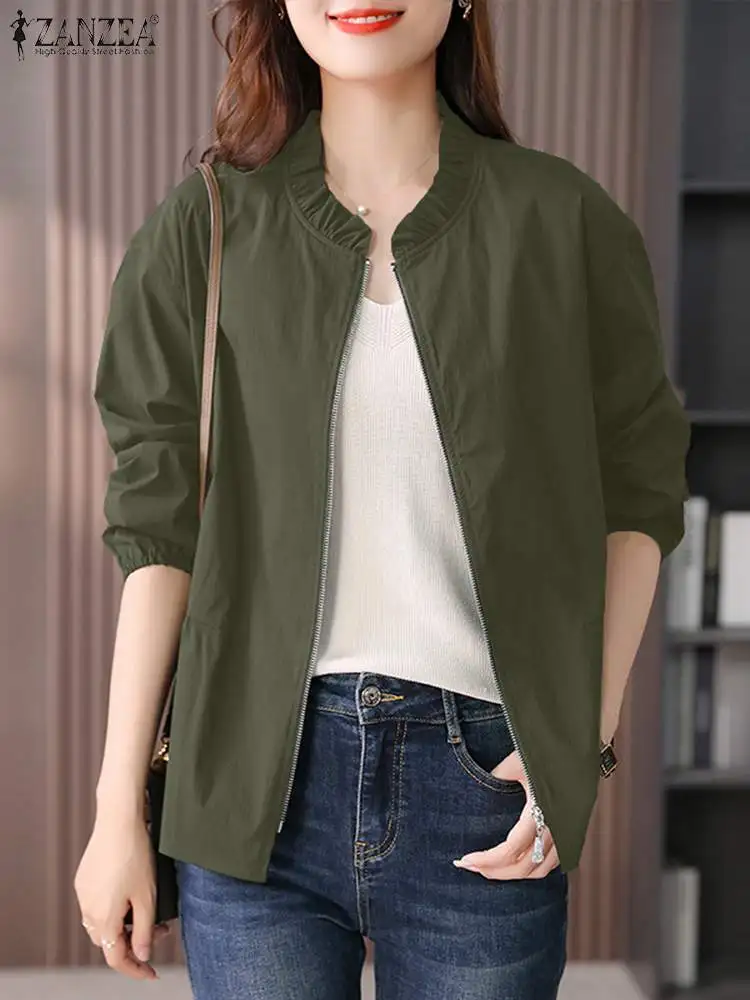 

Women Jackets ZANZEA Spring Long Sleeve Zipper Up Coats Causal Loose Outwear Elegant Work Wear Coat Autumn Chaqueta Tops Femme