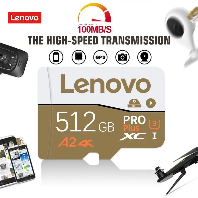Lenovo Class 10 U3 A1 V30 Micro memory card 128GB 64GB 256GB 512GB SD TF Card With Adapter For Nintendo Switch