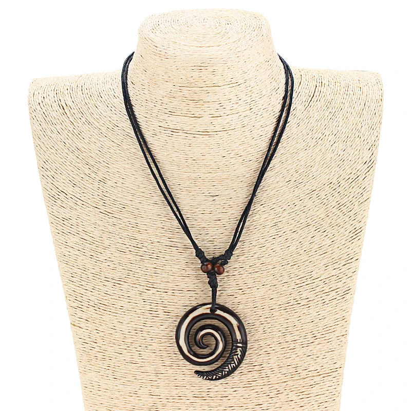 12pcs Tribal Swirl Resin Pendant Necklace Amulet Lucky Charms Necklace Fashion Jewelry Choker Wholesale