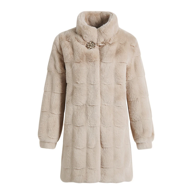 Women New Vintage Faux Leather Mink Fur Coat Plus Size Thickened High Quality Fashion Loose Long overcoat M-5XL