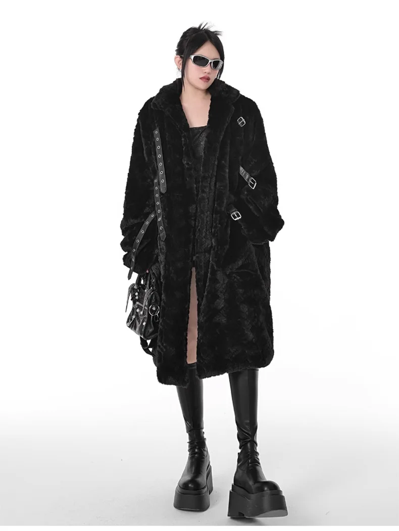 Punk Style Winter Women's Long Faux Fur Thick Jacket - true deals club