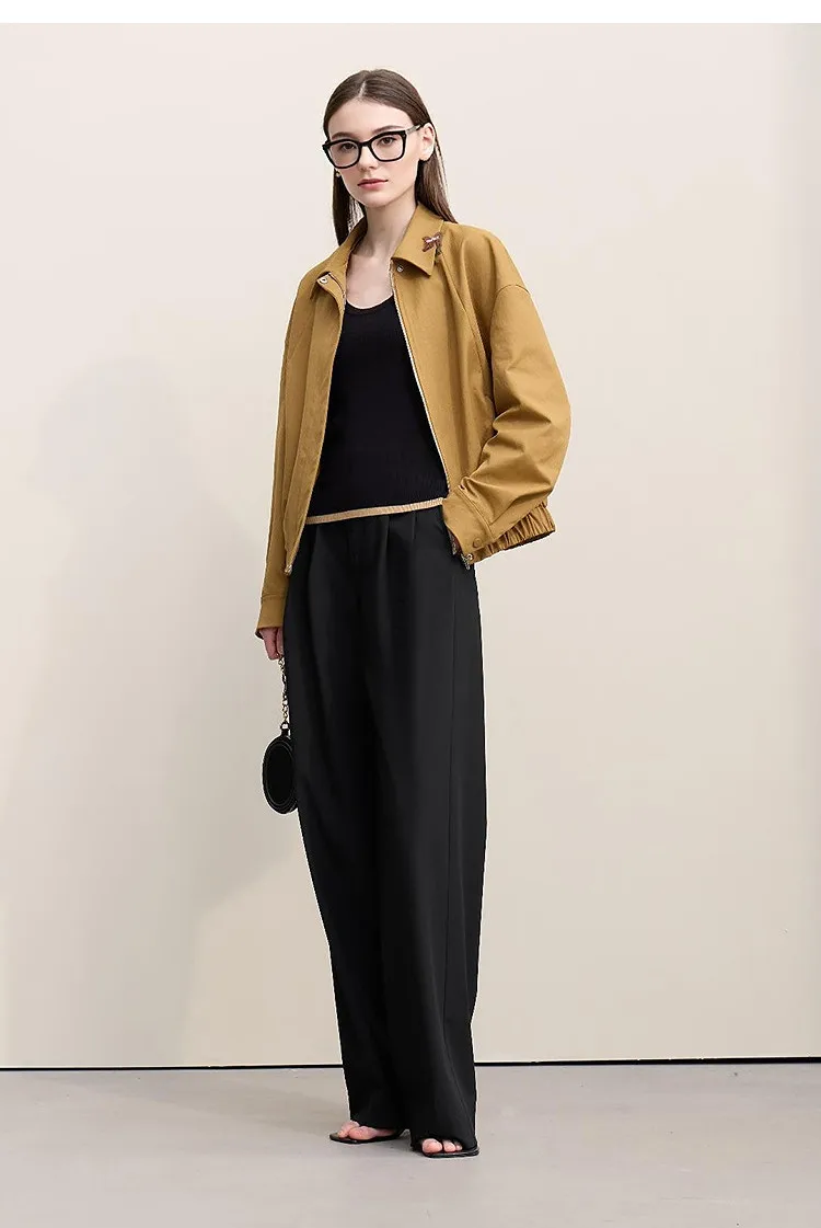 Amii Minimalism Women' S Pants 2026 Spring New Versatile Pleated Loose Wide-leg Pants Solid Color Casual Basic Trousers 12641076