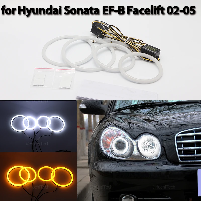 

Halo Ring Angel Eyes Turn Signal Switchback Cotton LED White Yellow for Hyundai Sonata EF-B Facelift 2002-2005 Car Accessories