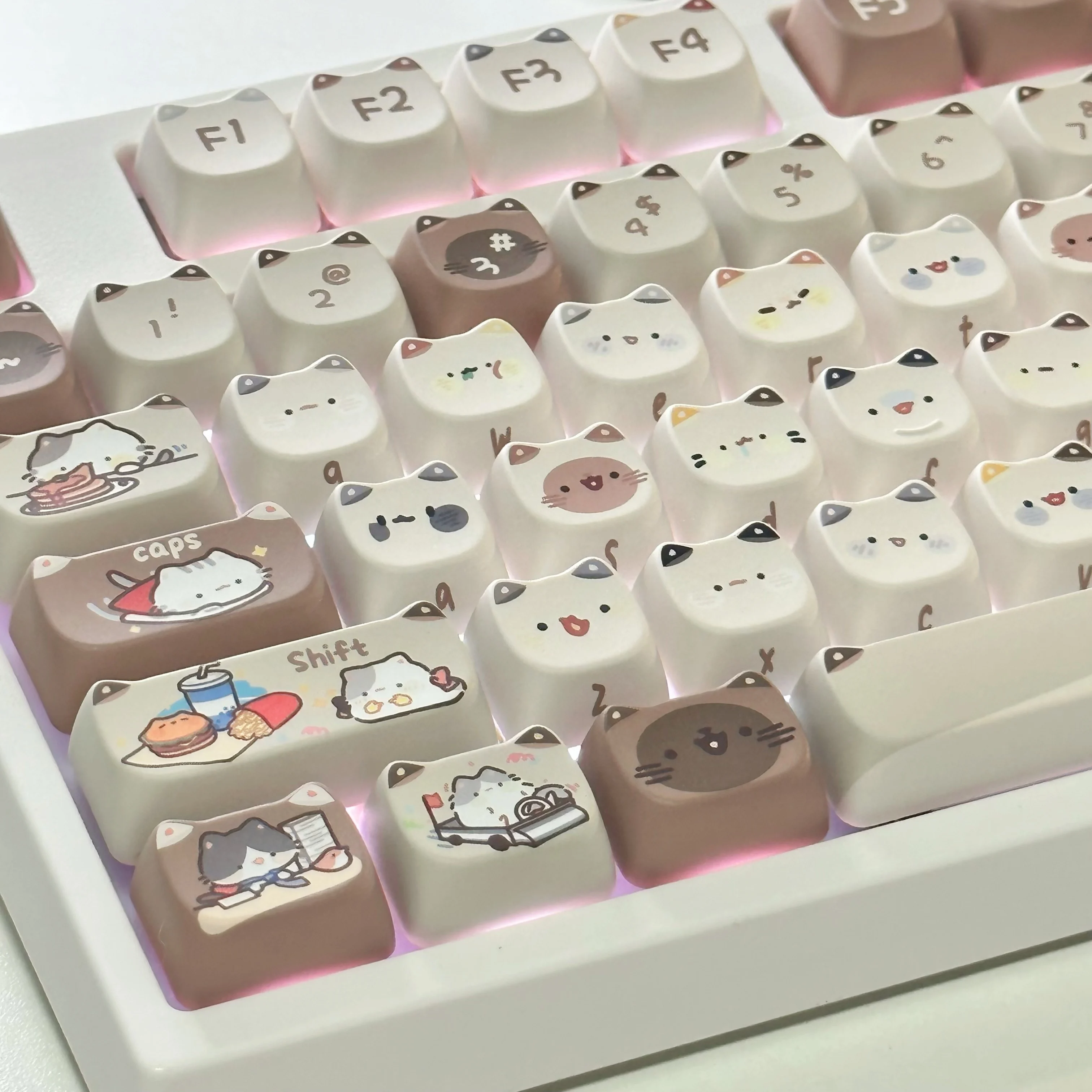 

Cute Meow Keycaps Cat Head Mao Profile Pbt Key Cap Dye Sublimation For Mx Mechanical Keyboards Accessories Keyboard Keycap