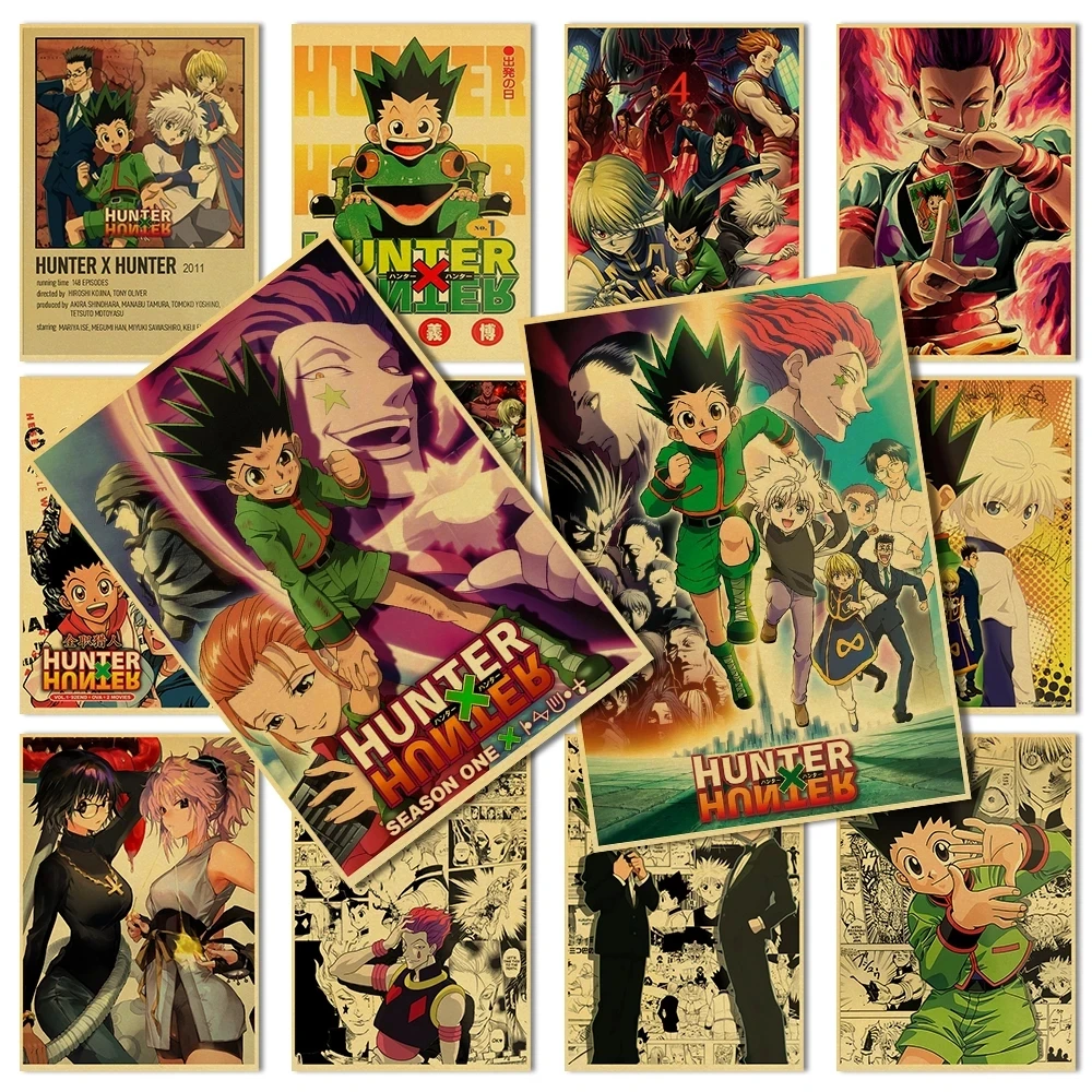 

HUNTERxHUNTER Poster Painting Japanese Anime Wall Art HD Print Pictures Killua Zoldyck Kraft Paper for Boys Bedroom Home Decor
