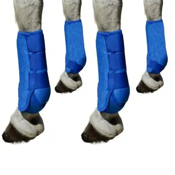 4pcs/set Colorful Horse Sport Boots Set 3 Size Durable Medicine Brushing Boots Easy To Wear Breathable Horse Leg Wraps