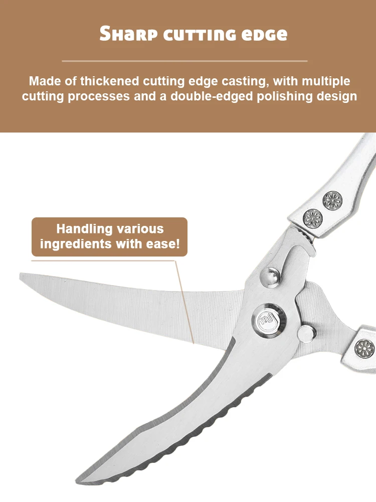 Kitchen Scissors Chicken Bone Kitchen Shears Duck Fish Cutter Stainless Steel Fish Scissors Scale Clean Cook Knife