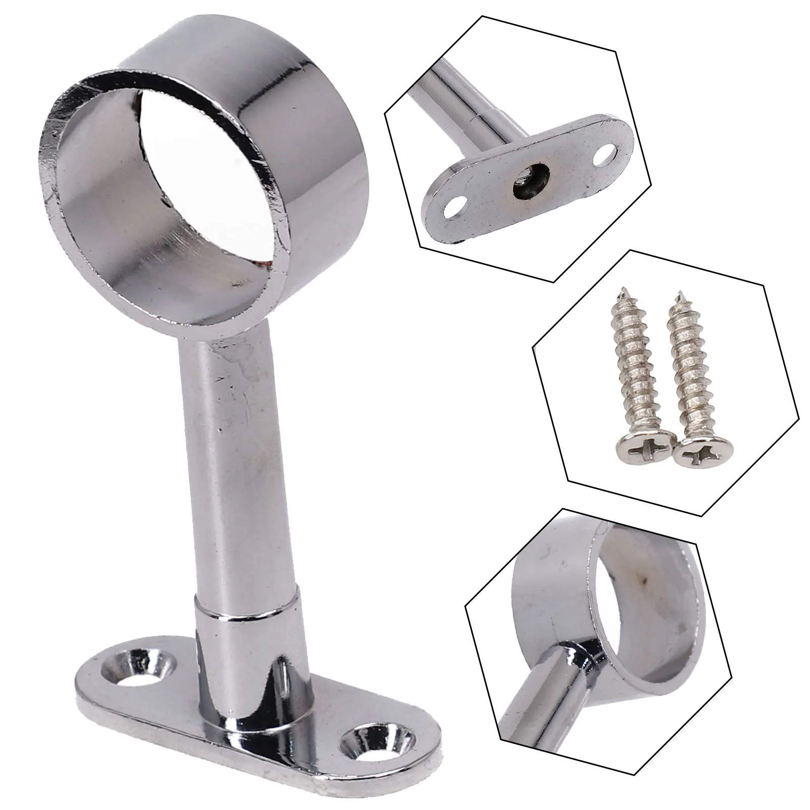

Chrome Centre Support Bracket for Wardrobe Rail Rod Socket, 25mm Diameter, Adjustable Length, Zinc Alloy Material, Single Piece
