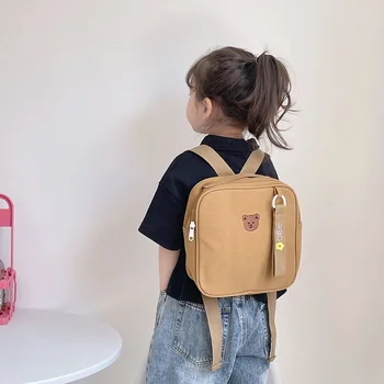 Zaino per bambini Ragazze 2025 Nuovo simpatico orso Ragazzi Borsa a tracolla in tela per la scuola Zaino leggero e versatile per la scuola materna dei bambini