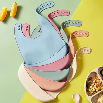 Bavaglino Regolabile Impermeabile per Neonati, Morbido Bavaglino in Silicone Alimentare, Asciugamano per la Saliva dei Neonati, Sciarpa per Bambini Senza BPA