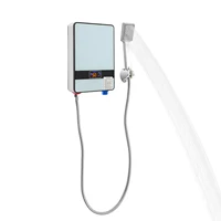 Chauffe-eau instantané mural 6500W, chauffe-eau électrique sans réservoir et douchette à main, ensemble de douche chaude 2