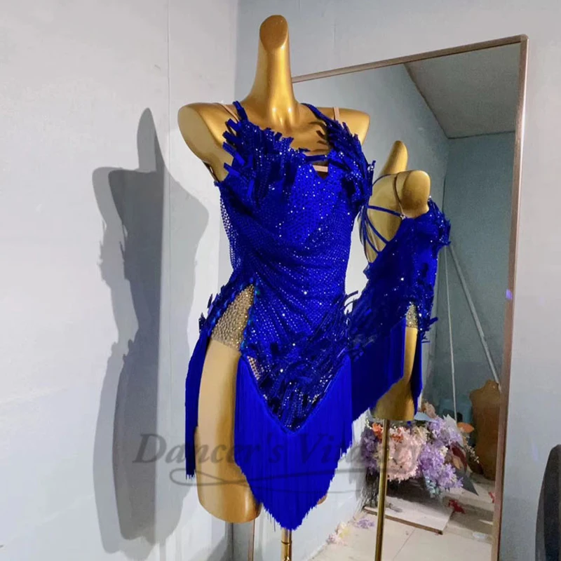 

Latin Dance Competiton Dress Women Rumba Chacha Tango Performance Professional Clothing Customsized Latin Dresses for Girl's