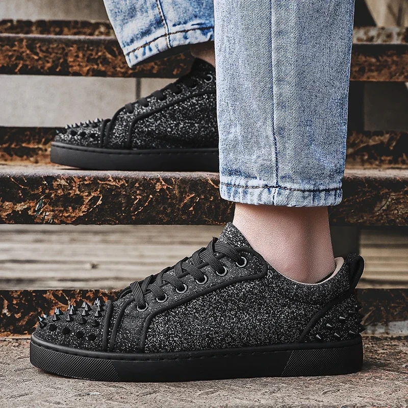 2025 New Men's Casual Shoes Comfortable Soft Punk Style Board Shoes Fashion Nail Anti Slip Wear Resistant Personalized Sneakers 6
