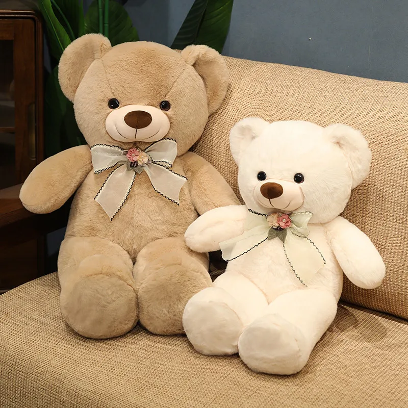 

60/80cm Kawaii Flower Teddy Bear Plush Pillow Stuffed Soft Bow Tie Bear Plushie Toys Nice Valentine's Gift for Girlfriend