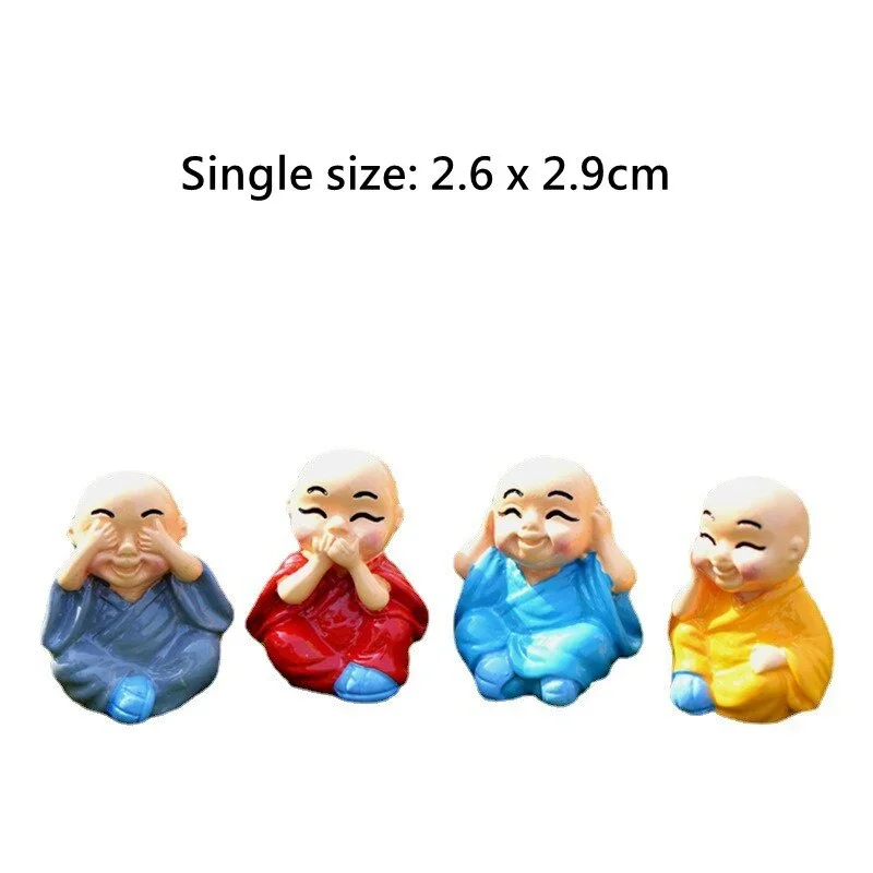 4 Pcs/set of Little Monk Resin Crafts Micro Landscape DIY Ornaments Flower Pot Garden Decoration Buddhist Monk Miniature