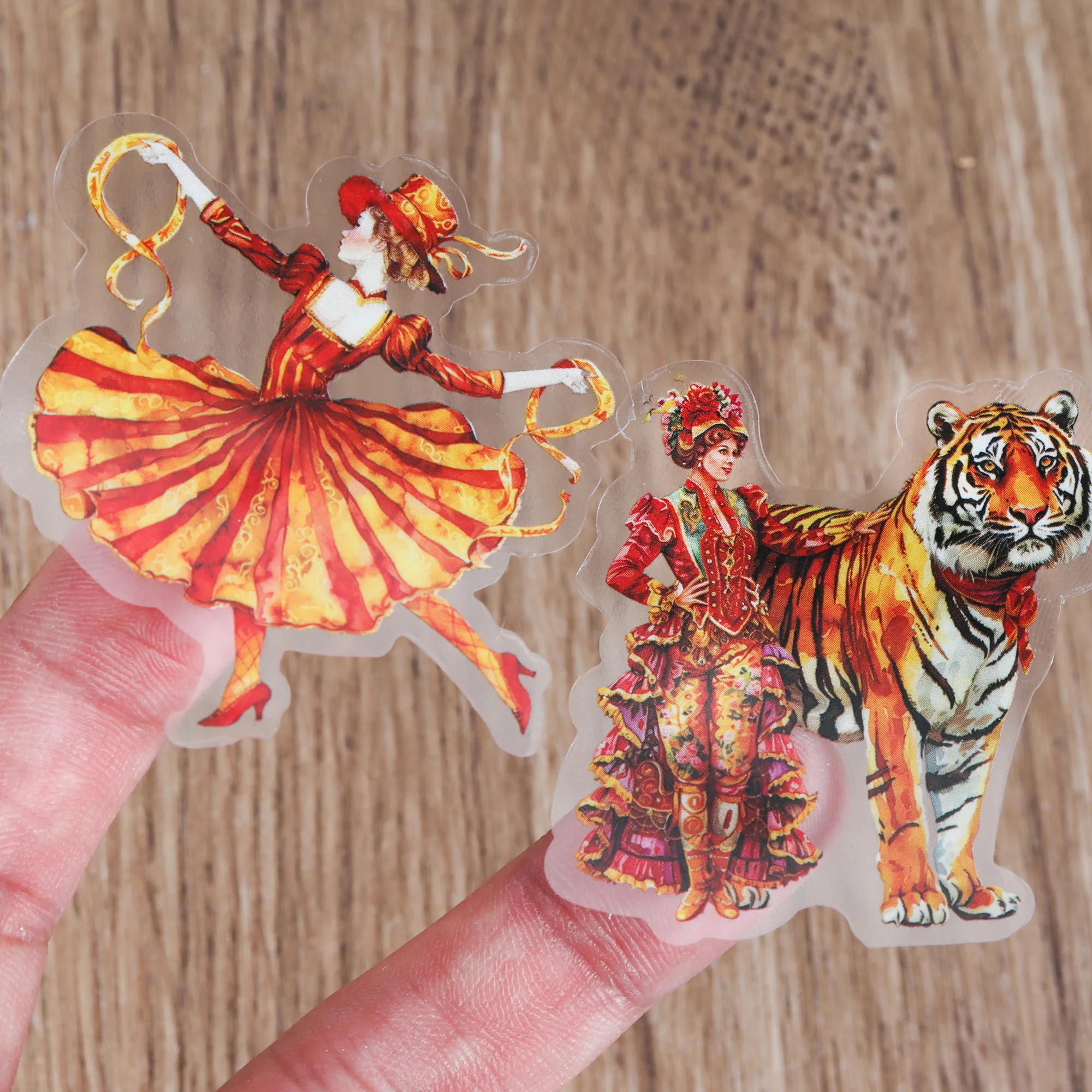 56pcs-68pcs PET and Art Paper Circus Theme Self-adhesive Aesthetic Sticker Pack for Arts Crafts DIY Decor Sticker Clip Art self adhesive stickers stationery supplies