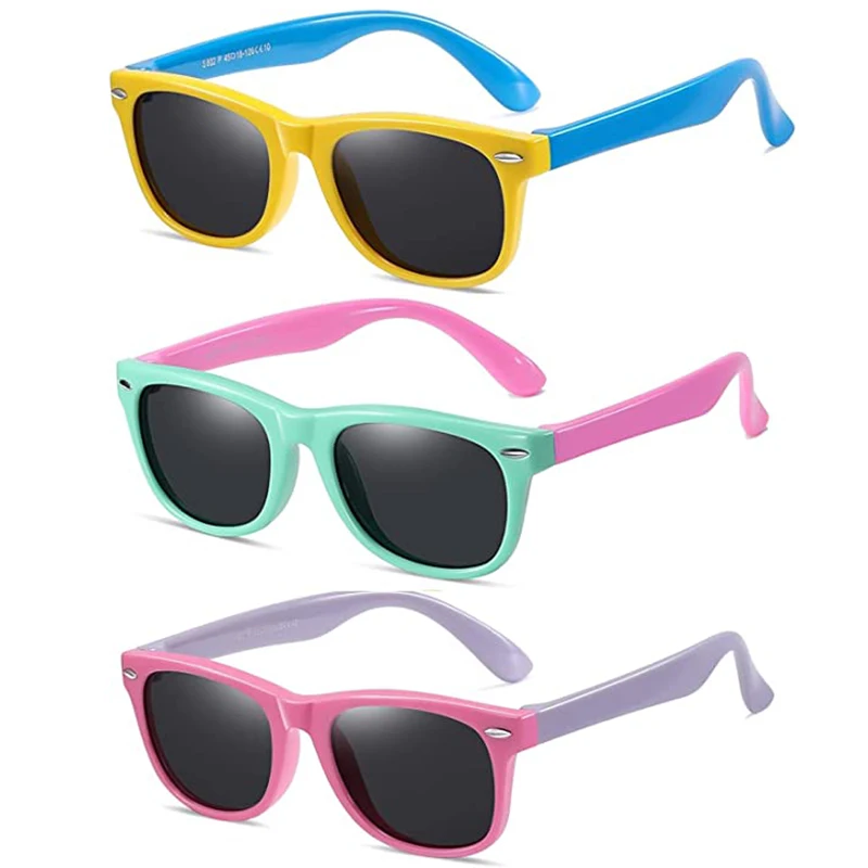 

Outdoor Kids Sunglasses UV Protection Flexible Rubber Glasses Shades with Strap for Boys Girls Baby Silicone AC Lens Sun Glasses