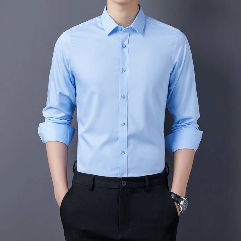 Men Long Sleeve Formal Polo-Neck Shirts Business Casual dress shirts men casual shirts