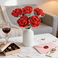 Artificial Flower Handmade crochet yarn Rose Outdoor Garden Valentine's Wedding Bridal Bouquet Home Room Diy Gift box Accessorie 2