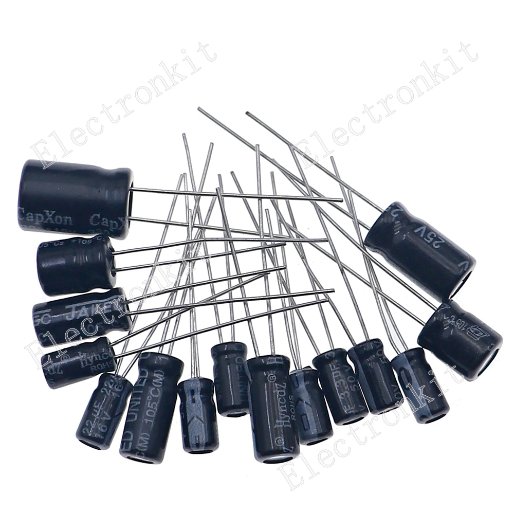 215pcs 15 Values Electrolytic Capacitors Mixed kit Box 0.1UF0.22UF0.33UF0.47UF1UF2.2UF3.3UF4.7UF10UF22UF33UF47UF100UF220UF330UF