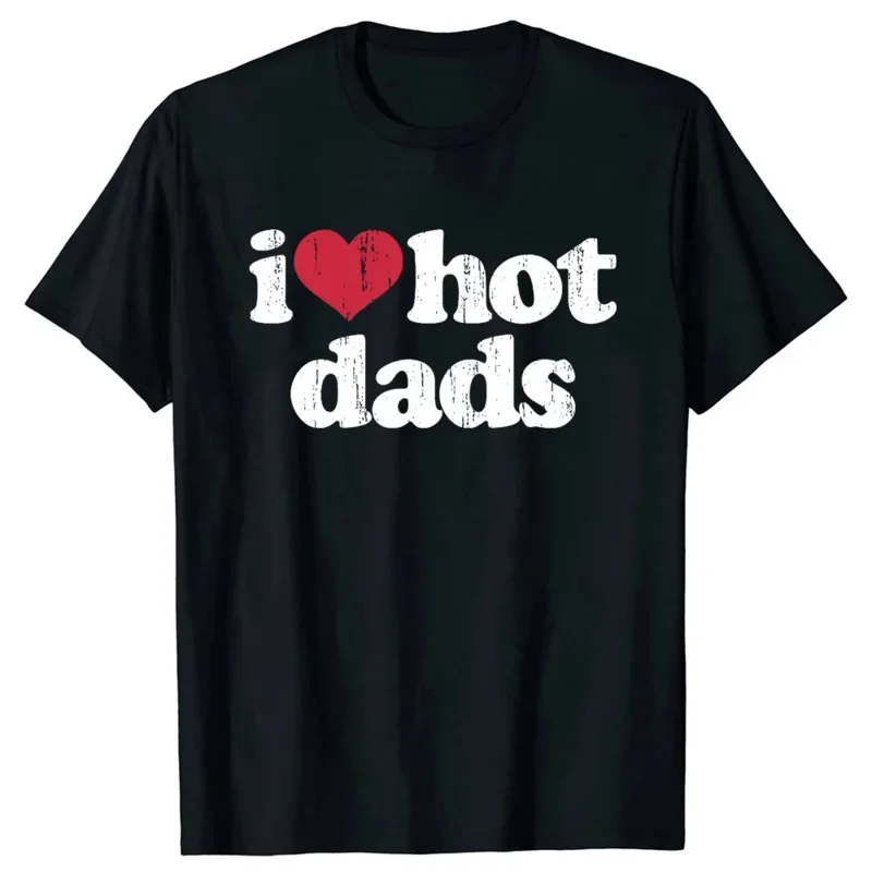

Футболка с надписью «I Love Hot Dad», летняя хлопковая футболка с короткими рукавами и графическим принтом «I Heart» для папы, подарок на день рождения