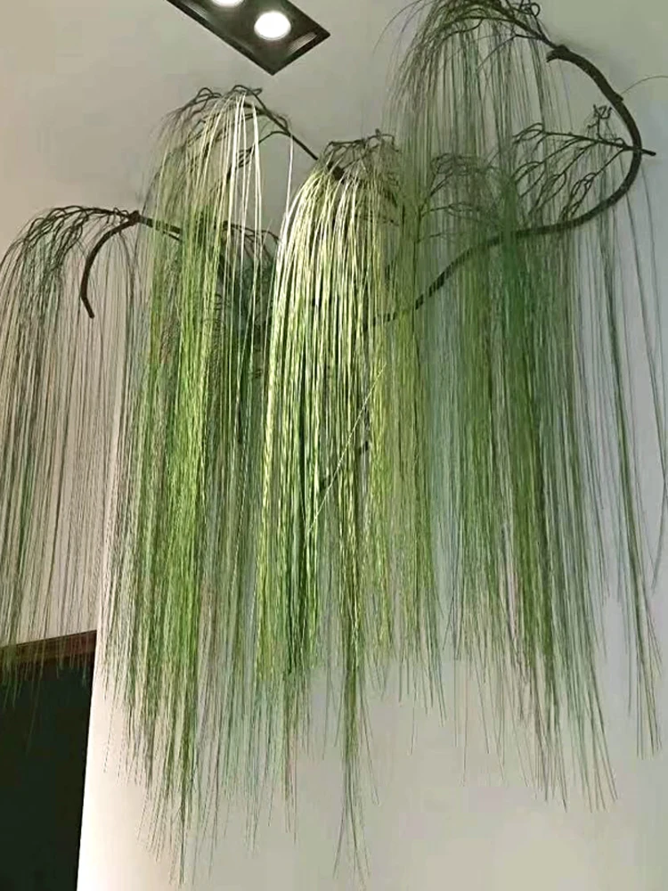 

Simulation of a curtain of dream steel wire hanging water leaves, wicker and weeping willow hanging modeling