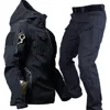 Winter Outdoor Waterproof Suits Men Tactical Windproof Hooded Jacket Fleece Warm Pants Multi-pocket  Thermal Sets Autumn 1