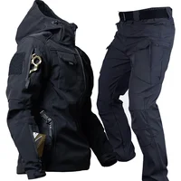 Winter Outdoor Waterproof Suits Men Tactical Windproof Hooded Jacket Fleece Warm Pants Multi-pocket  Thermal Sets Autumn 1